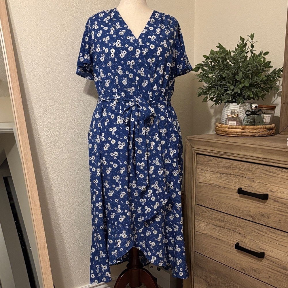 Lane Bryant Floral Wrap Midi Dress